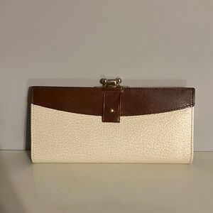 Vintage Lady Buxton Pigskin Brown and Cream Women's Wallet
